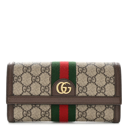 Gucci GG Supreme Monogram Web Ophidia Continental Wallet Brown 1 of 8