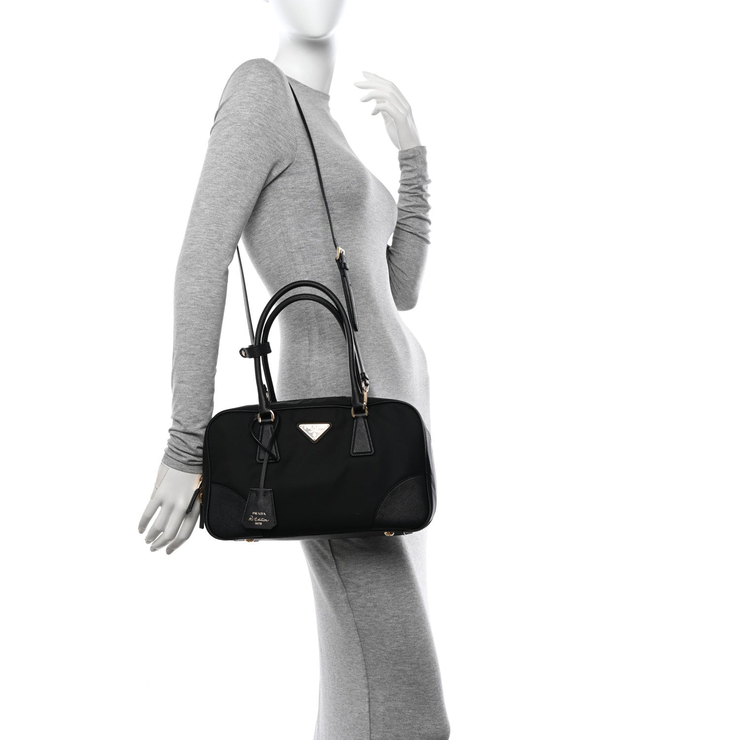 Prada Re-Nylon Saffiano Medium Re-Edition 1978 Two Handle Bag Black 2 of 10