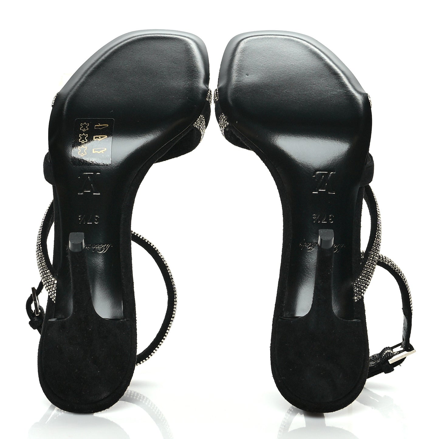 Suede Goat Rhinestone Appeal Sandals 37.5 Black
