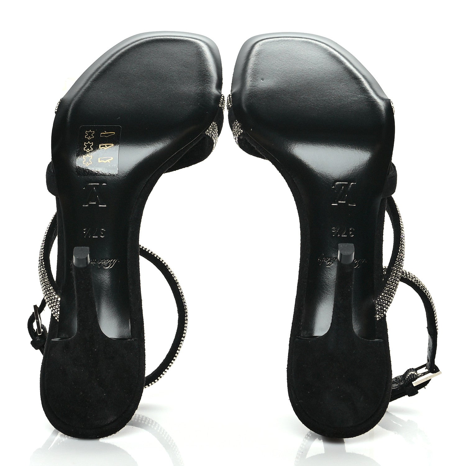 Louis Vuitton Suede Goat Rhinestone Appeal Sandals 37.5 Black 5 of 8
