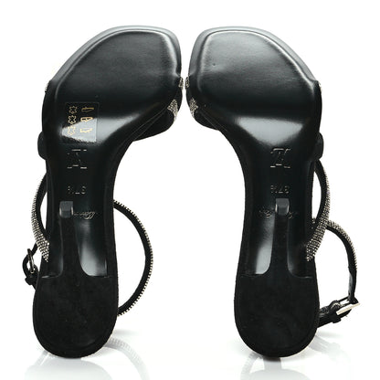 Louis Vuitton Suede Goat Rhinestone Appeal Sandals 37.5 Black 5 of 8