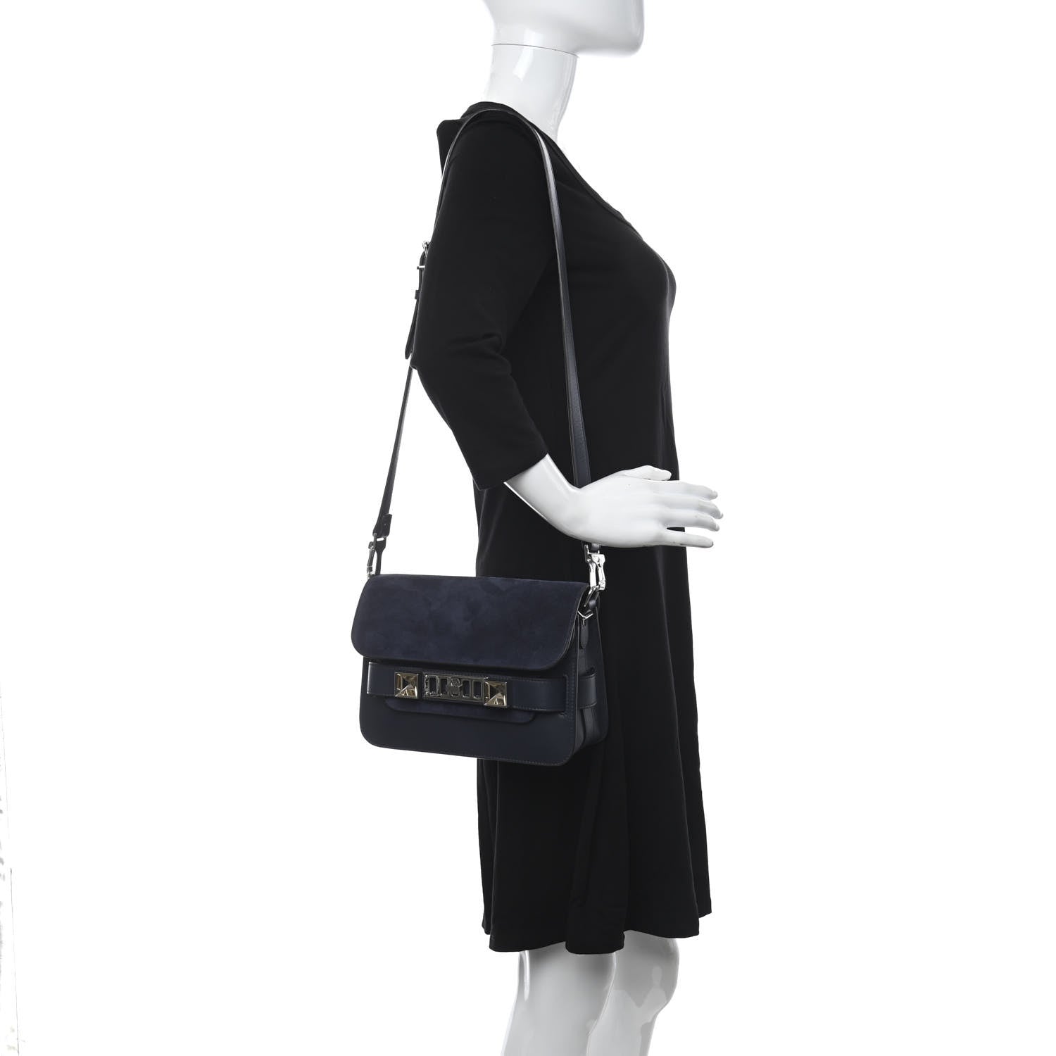 Proenza Schouler Suede Calfskin Mini PS11 Classic Shoulder Bag Dark Navy 2 of 11