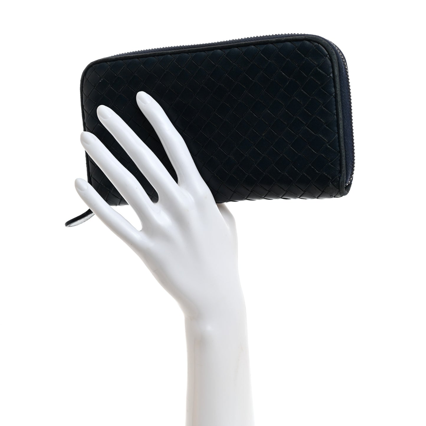 Nappa Intrecciato Zip Around Wallet Blue