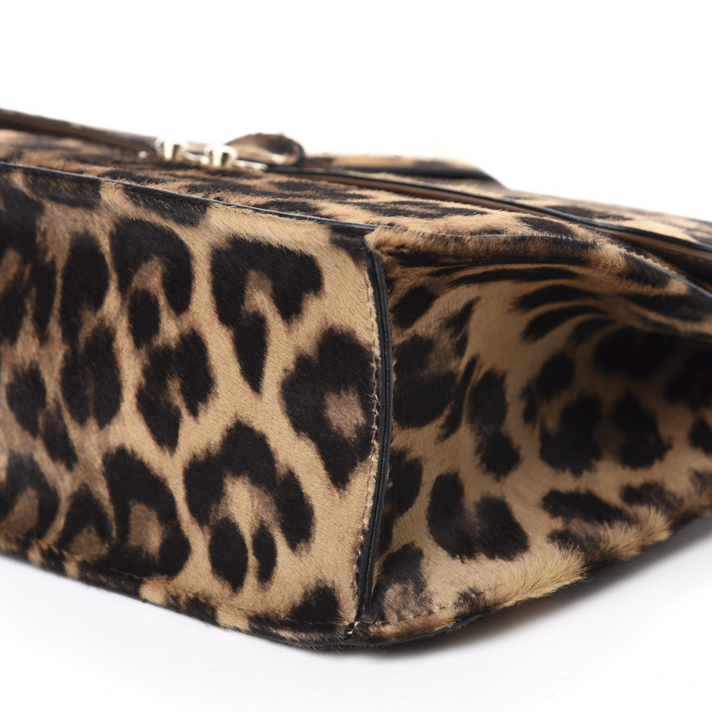 Calf Hair Leopard Print Large Glam Lock Rockstud Flap