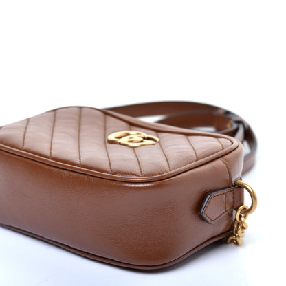 Gucci Glazed Calfskin Matelasse Diagonal Mini GG Marmont Chain Shoulder Bag Cuir 7 of 11