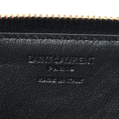 Saint Laurent Calfskin Star Print Compact Zip Coin Purse Black Ivory Red 5 of 6
