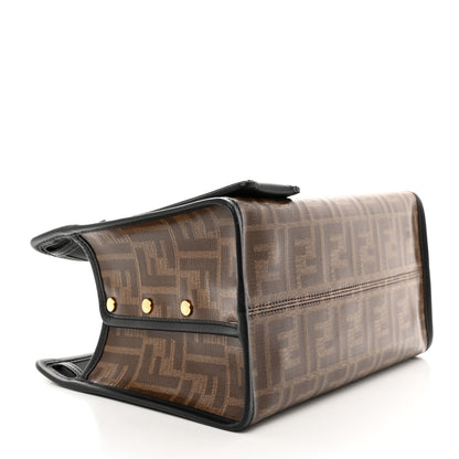 Fendi Glazed Fabric Vitello Century FF 1974 Stamp Patch Mini Peekaboo Defender Cover Mogano Panna Black 4 of 8