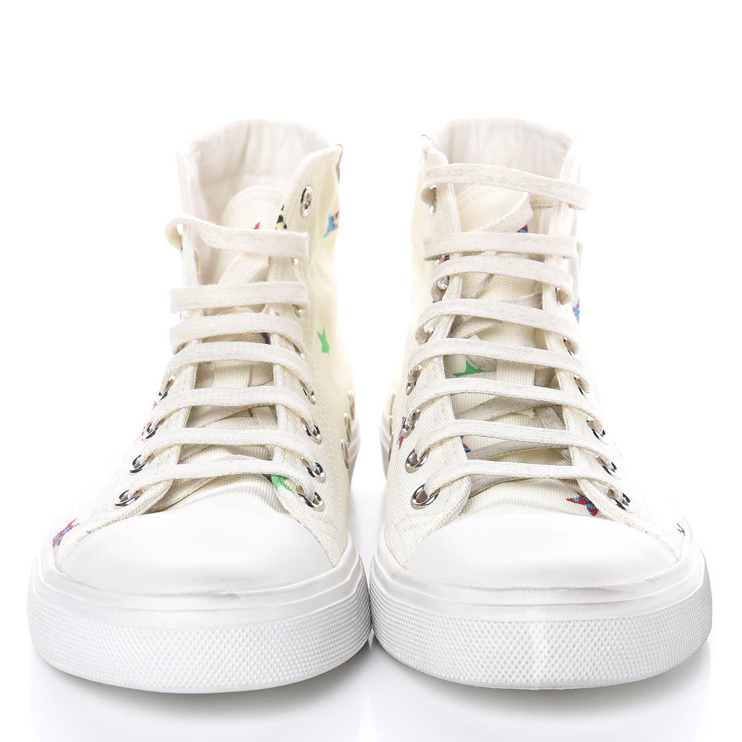 Canvas Fun-Star Print Mens Bedford Hightop Sneakers 35.5 Cream