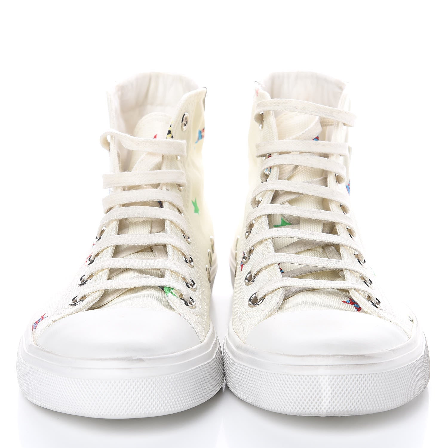 Saint Laurent Canvas Fun-Star Print Mens Bedford Hightop Sneakers 35.5 Cream 2 of 8