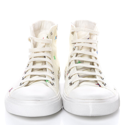 Saint Laurent Canvas Fun-Star Print Mens Bedford Hightop Sneakers 35.5 Cream 2 of 8