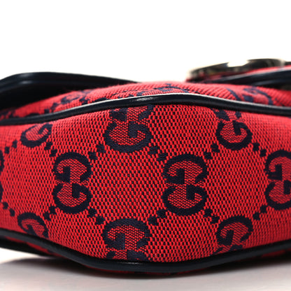 Gucci Monogram Multicolor Matelasse Diagonal Super Mini GG Marmont Shoulder Bag Red Blue 9 of 11