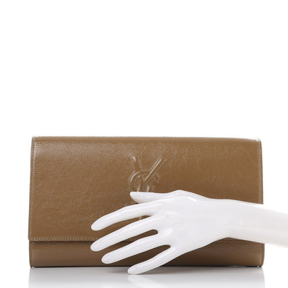 Saint Laurent Textured Patent Monogram Large Belle De Jour Clutch Nude 2 of 7