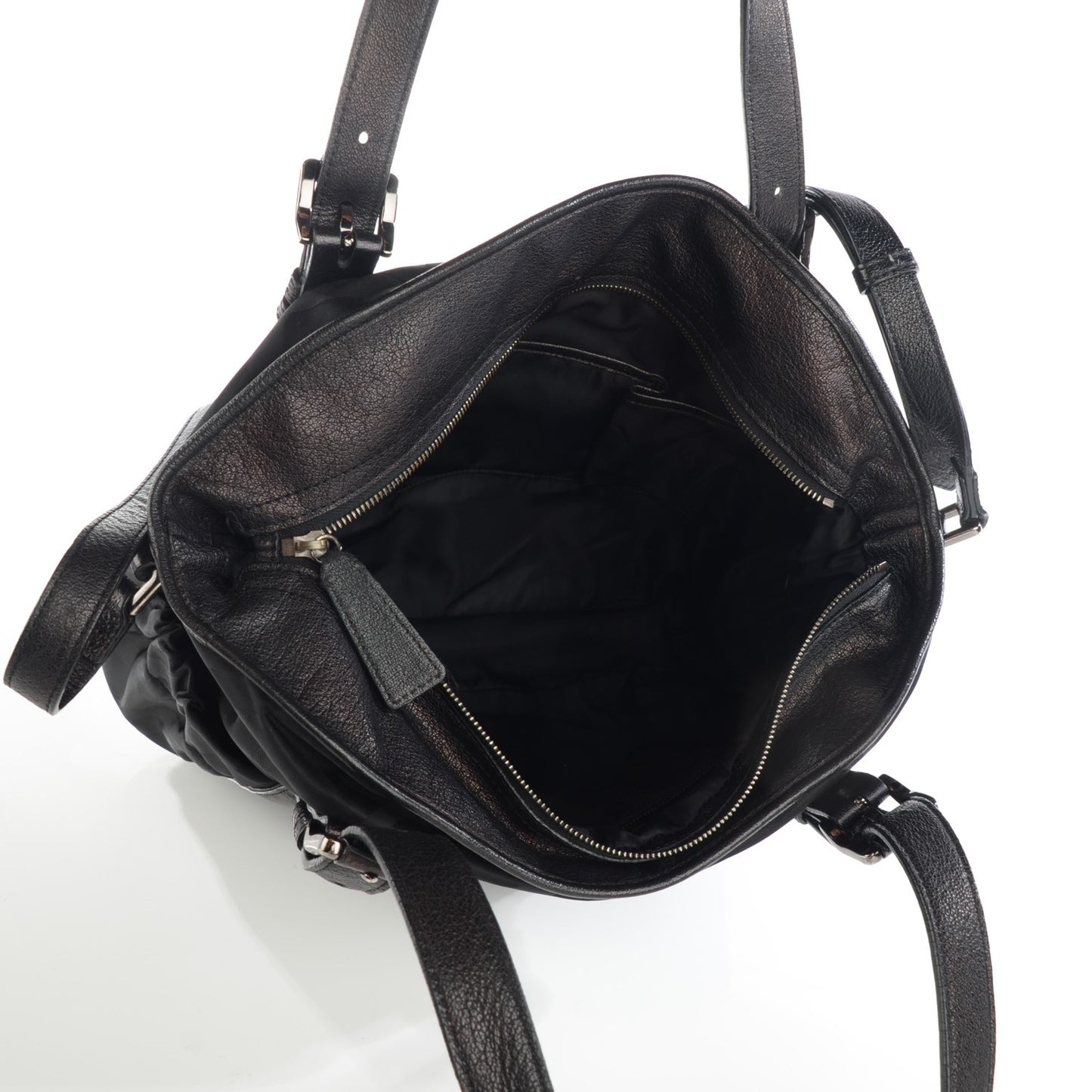 Nylon Tonal Check Drawstring Tote Black