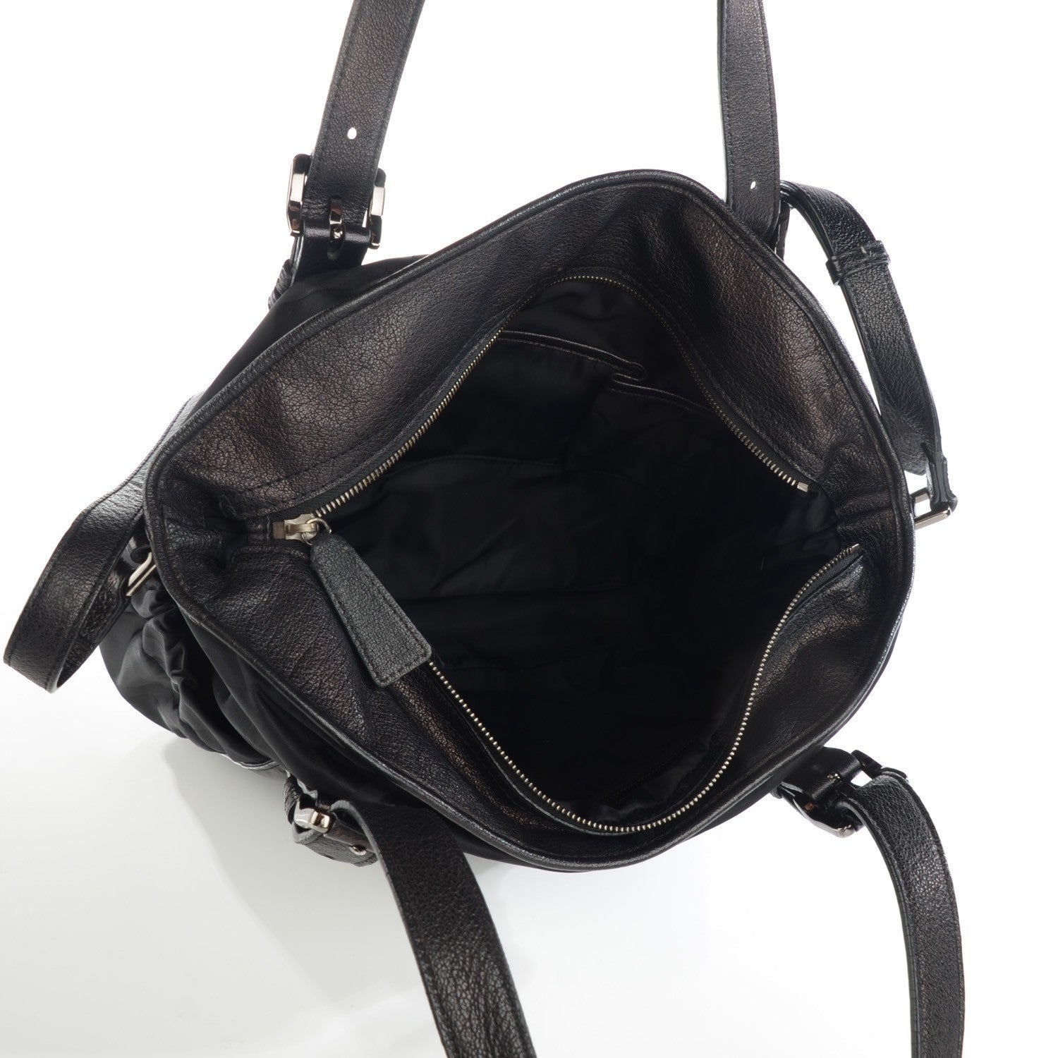 Burberry Nylon Tonal Check Drawstring Tote Black 5 of 8