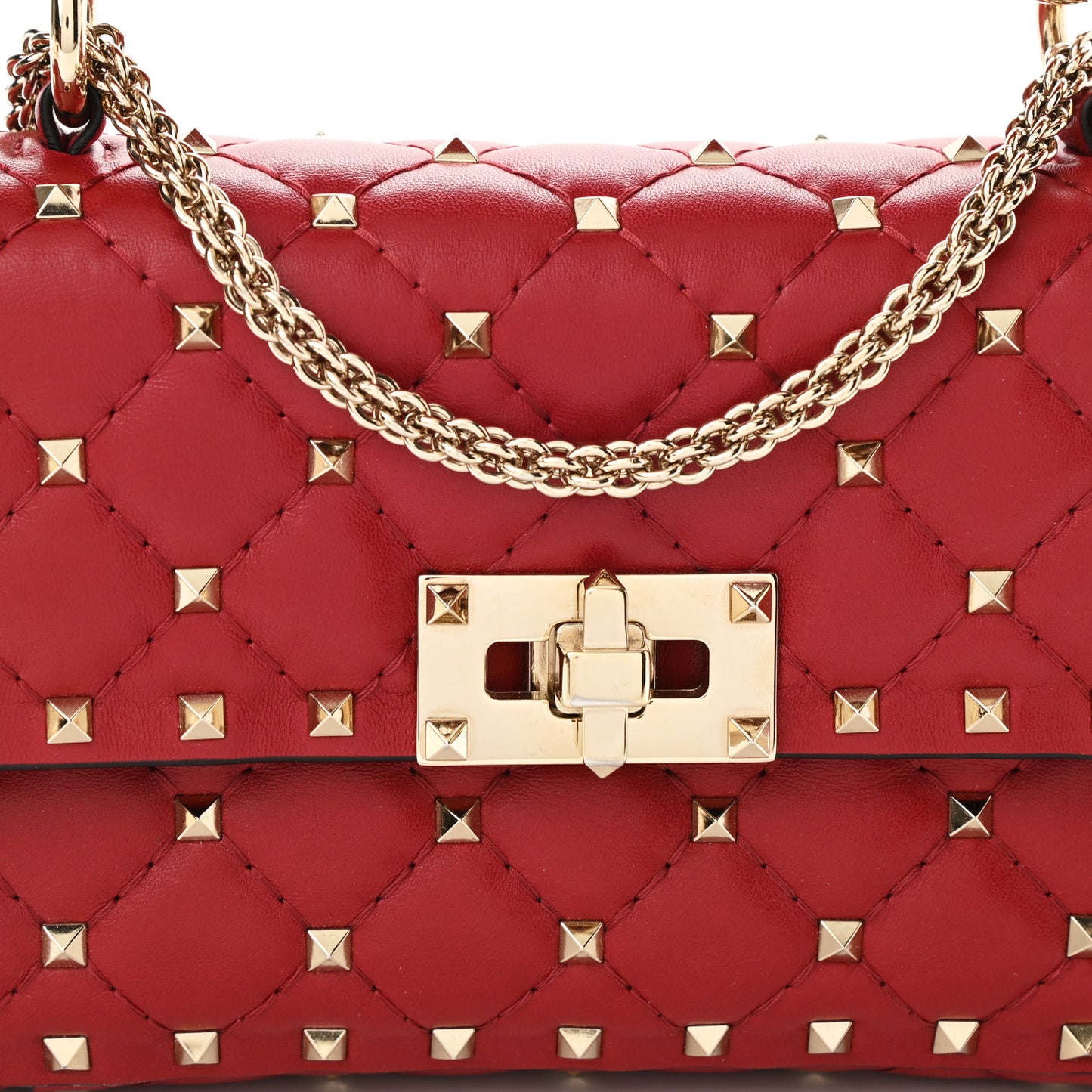 Nappa Small Rockstud Spike Shoulder Bag Rosso Valentino
