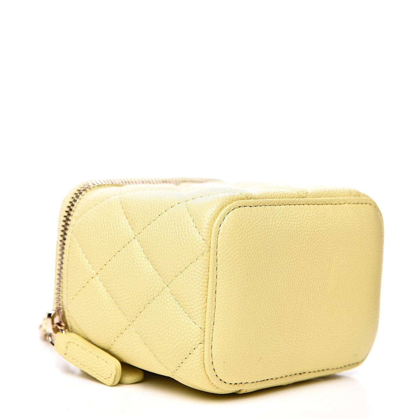 Caviar Quilted Mini Vanity Case With Chain Yellow