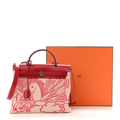 Hermes Vache Hunter Toile Pegase Pop Herbag Zip Retourne 31 PM Rouge Piment 11 of 11