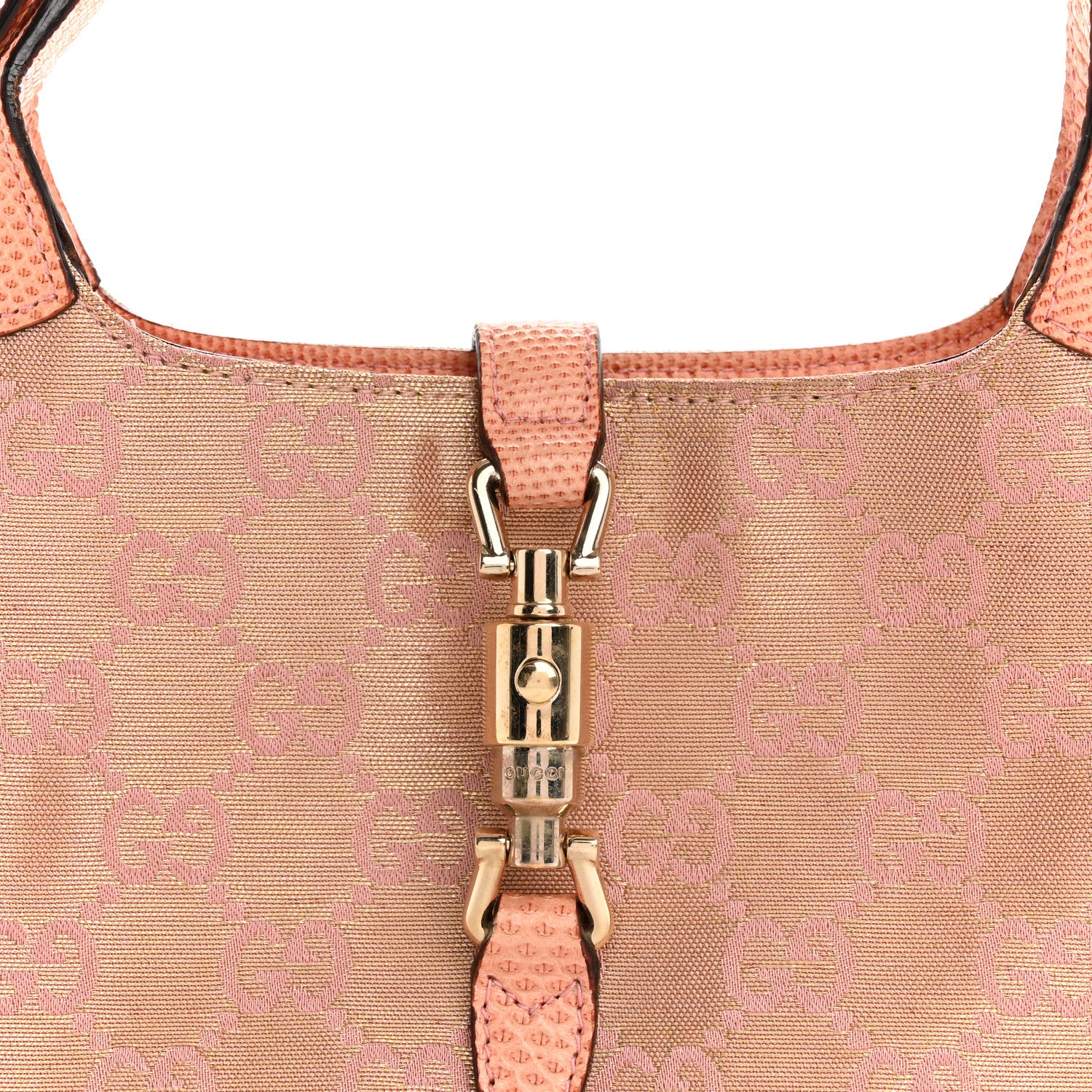Gucci Metallic Monogram Lizard Jackie O Hobo Pink 8 of 12