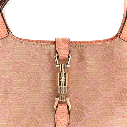 Gucci Metallic Monogram Lizard Jackie O Hobo Pink 8 of 12