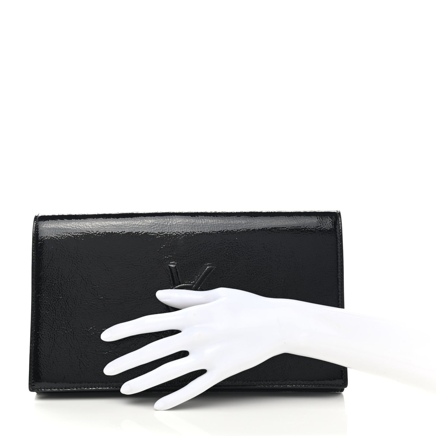 Textured Patent Monogram Large Belle De Jour Clutch Black