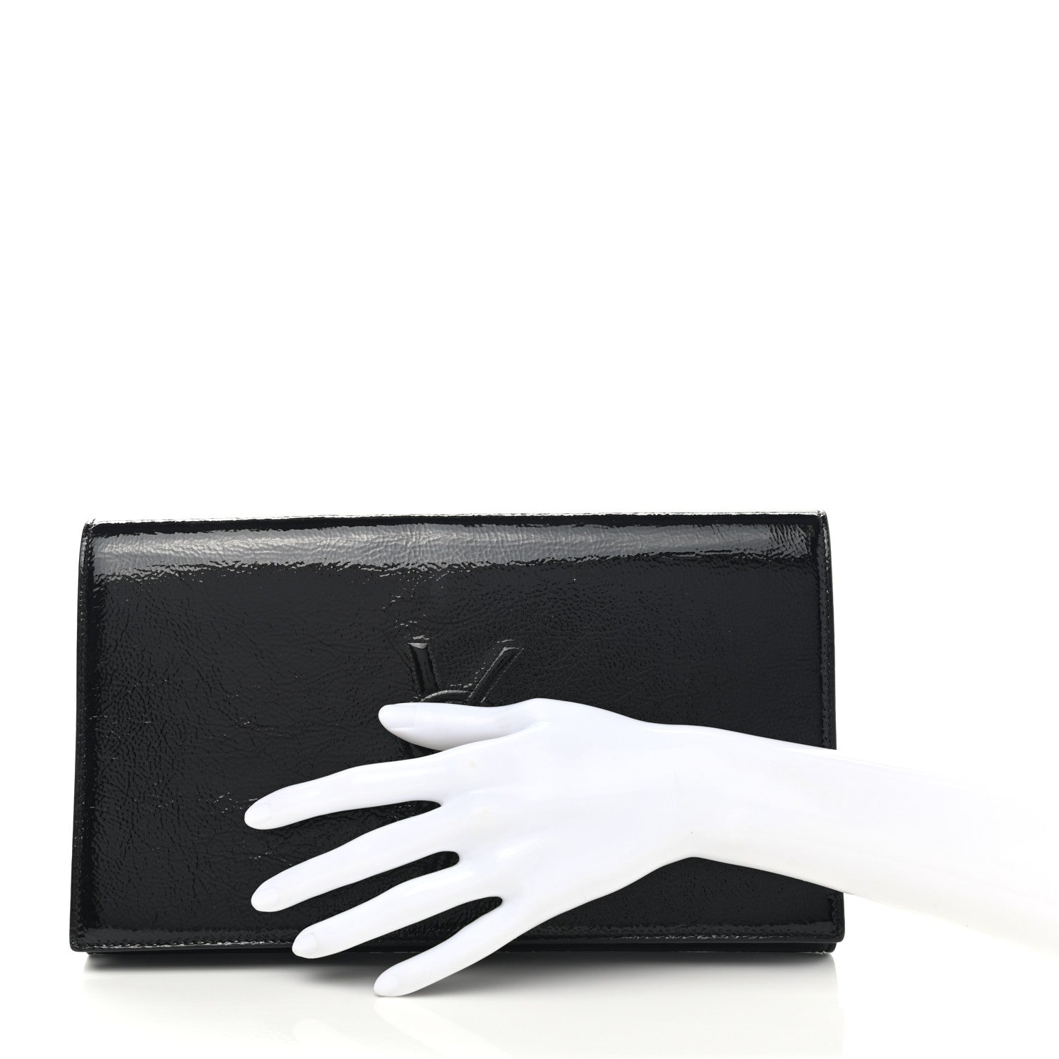 Saint Laurent Textured Patent Monogram Large Belle De Jour Clutch Black 2 of 7
