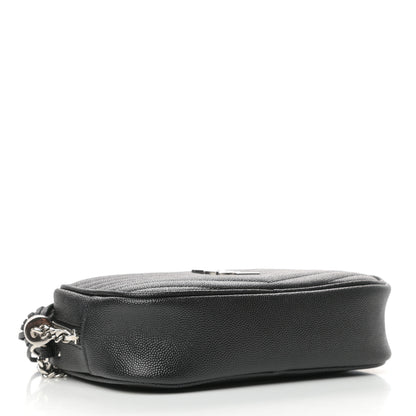 Saint Laurent Grain De Poudre Matelasse Monogram Mini Lou Camera Bag Black 4 of 11