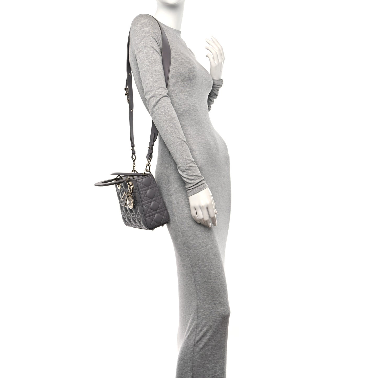 Lambskin Cannage Small My ABCDior Lady Dior Grey