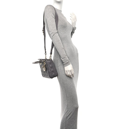 Christian Dior Lambskin Cannage Small My ABCDior Lady Dior Grey 2 of 11