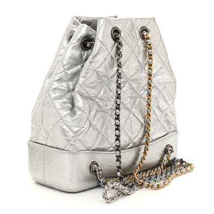 Chanel Metallic Crumpled Calfskin Quilted Small Gabrielle Backpack Silver 1 of 10