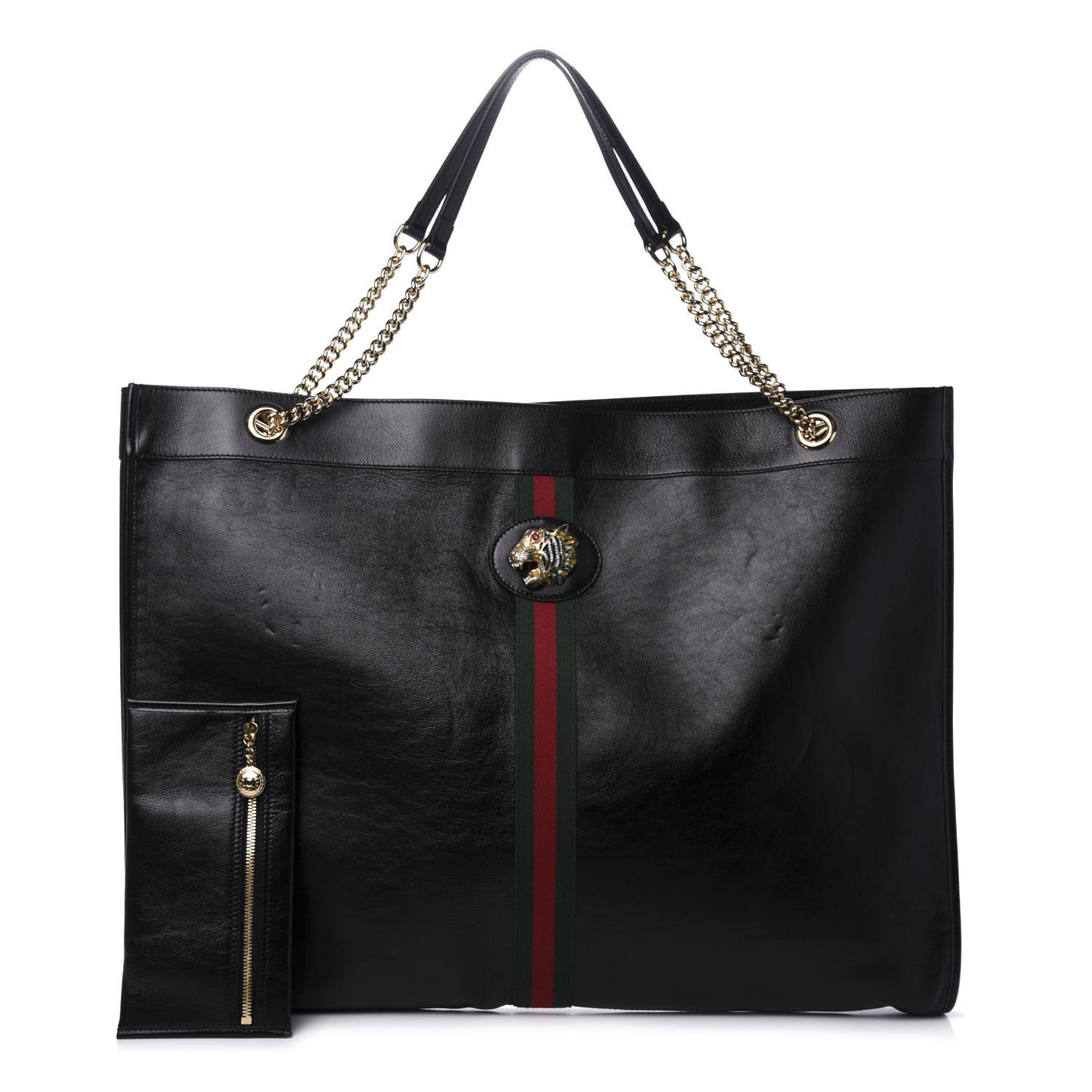 Calfskin Maxi Rajah Chain Tote Black