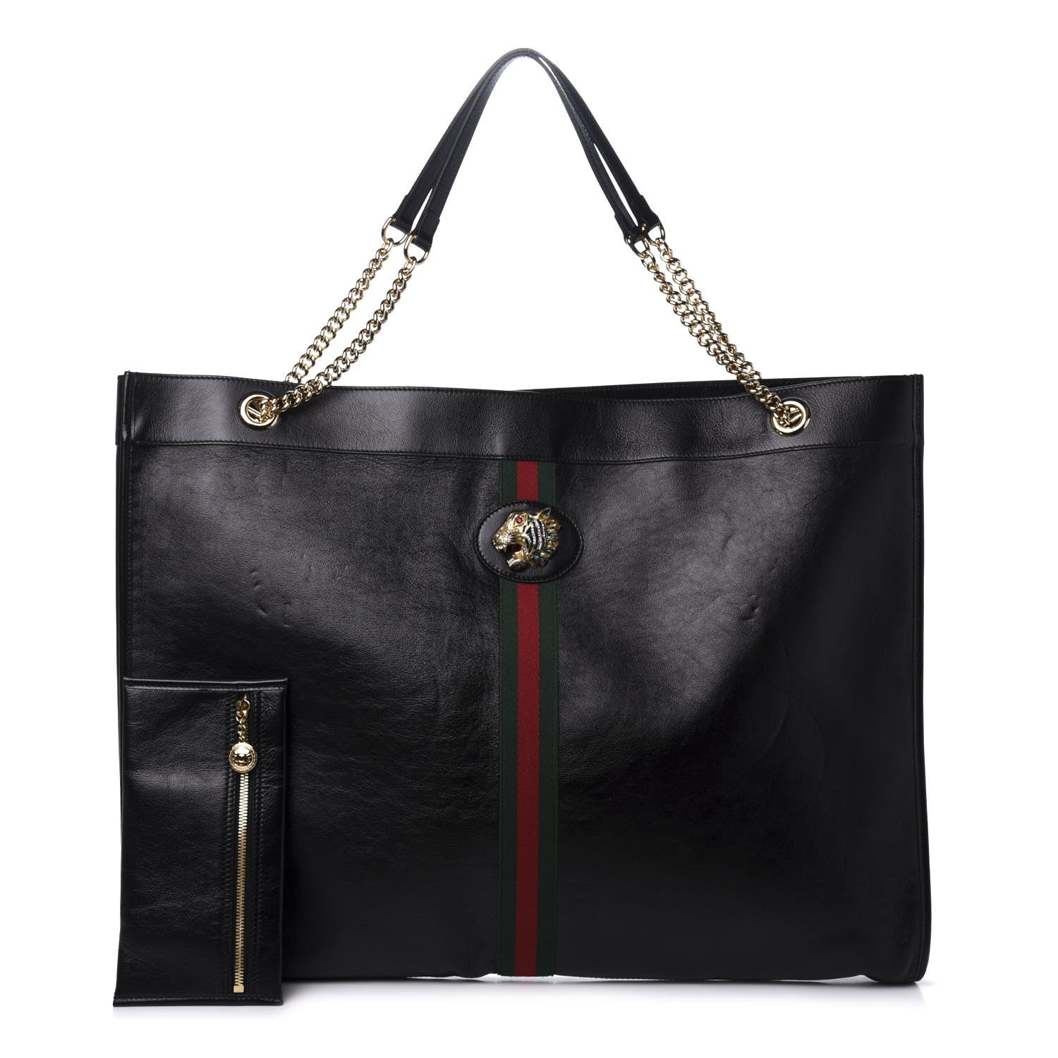 Gucci Calfskin Maxi Rajah Chain Tote Black 1 of 17