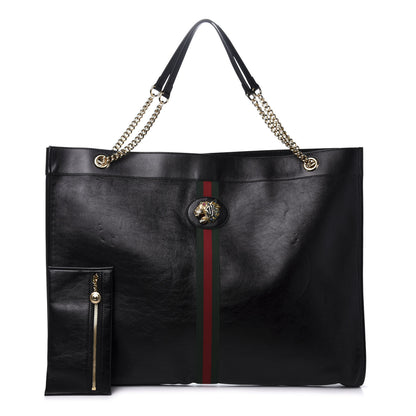 Gucci Calfskin Maxi Rajah Chain Tote Black 1 of 17