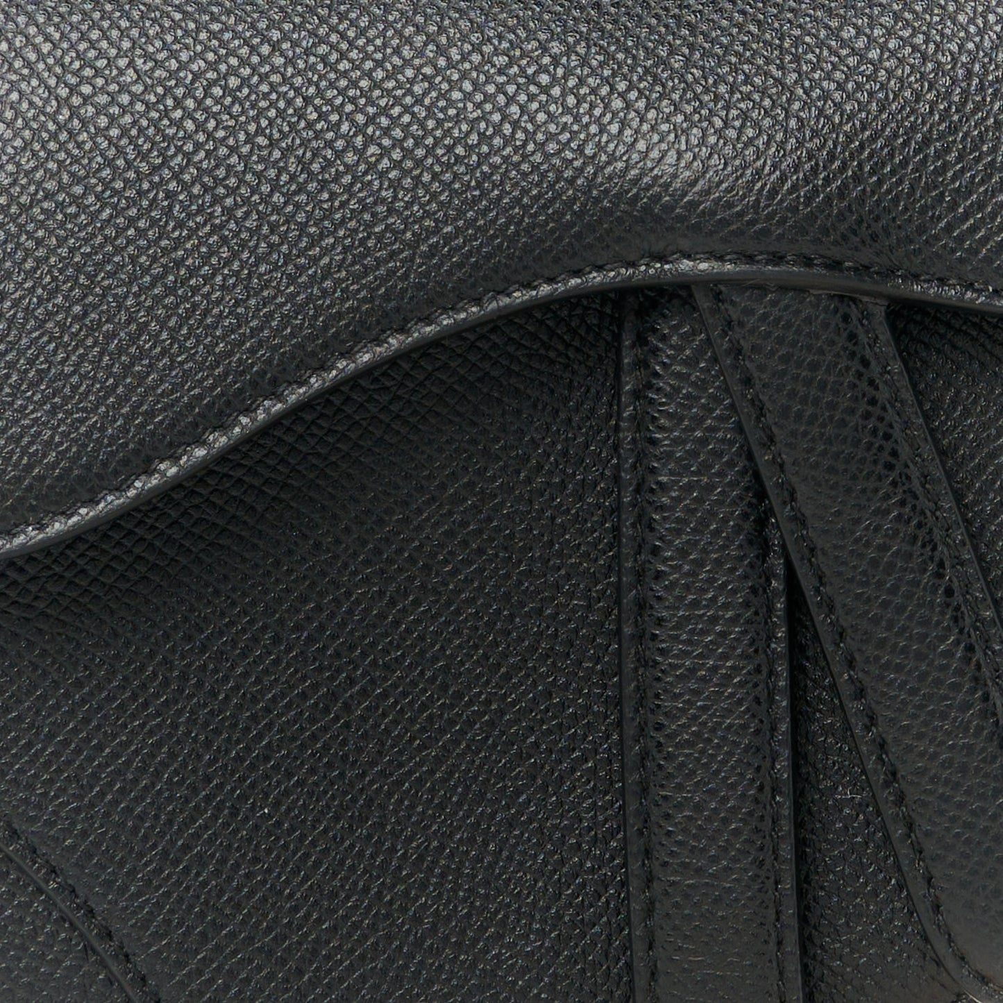Grained Calfskin Mini Saddle Bag Black