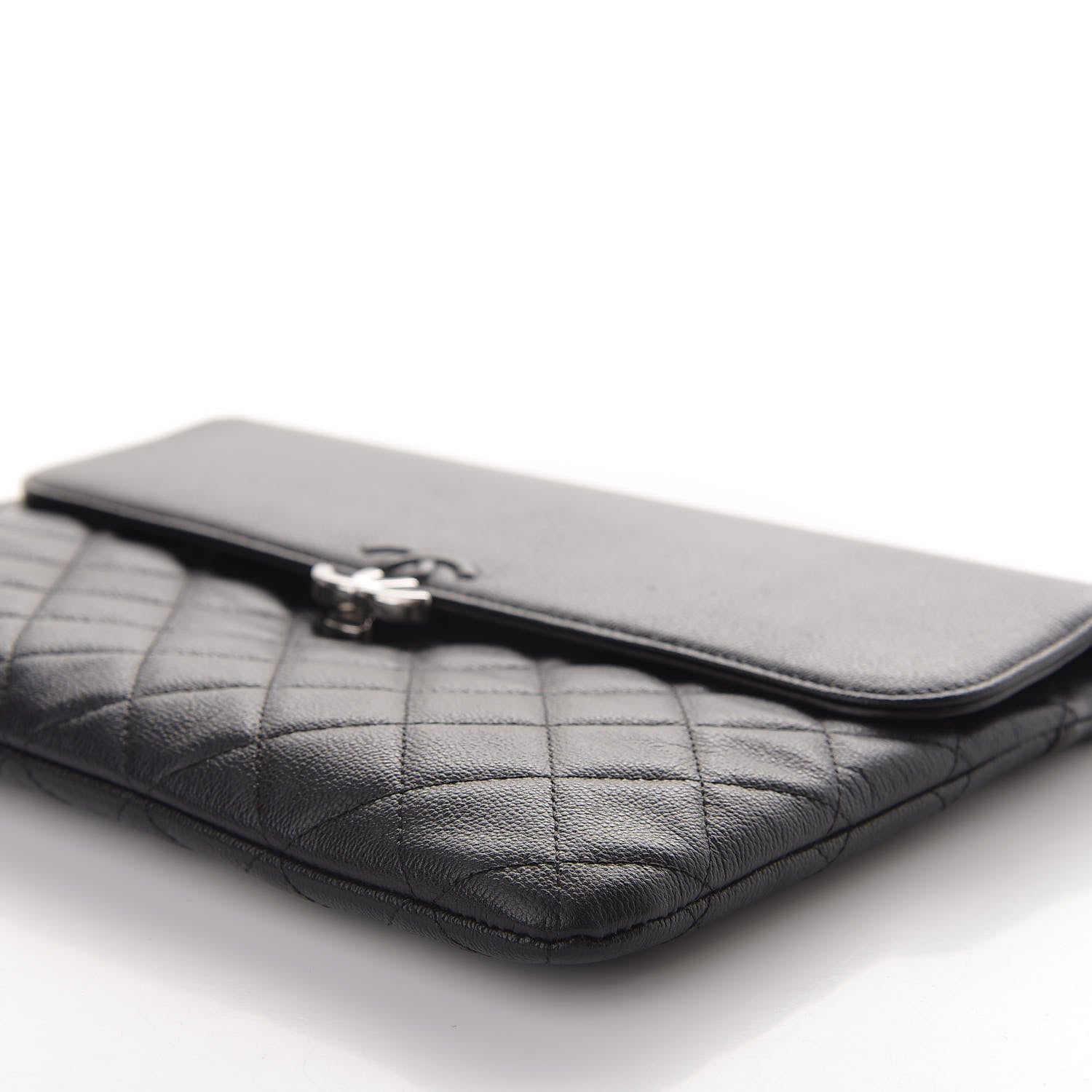 Chanel Grained Calfskin Quilted CC Box Pouch Black 7 of 12