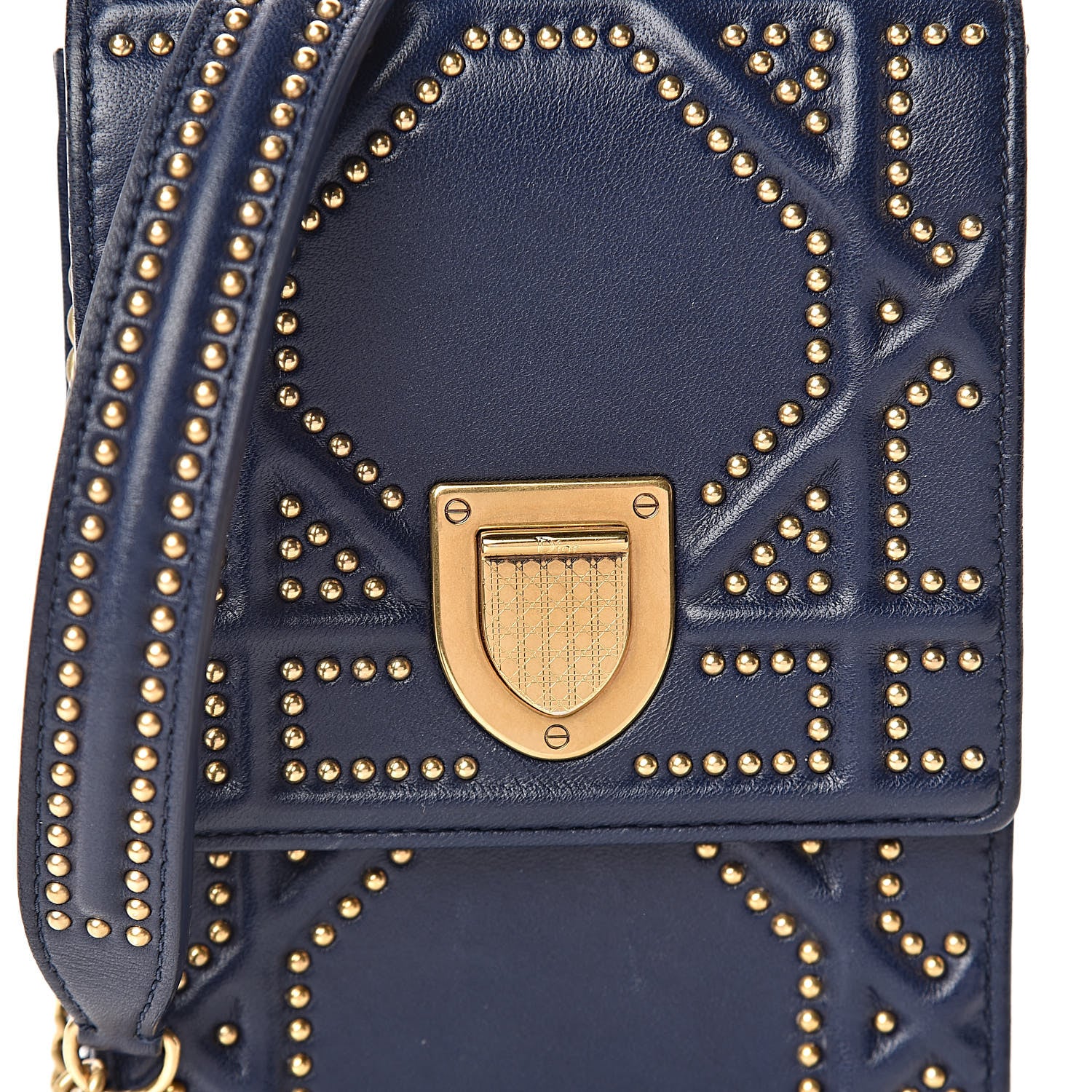 Christian Dior Lambskin Studded Vertical Diorama Indigo 8 of 10
