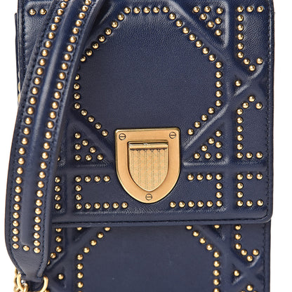 Christian Dior Lambskin Studded Vertical Diorama Indigo 8 of 10