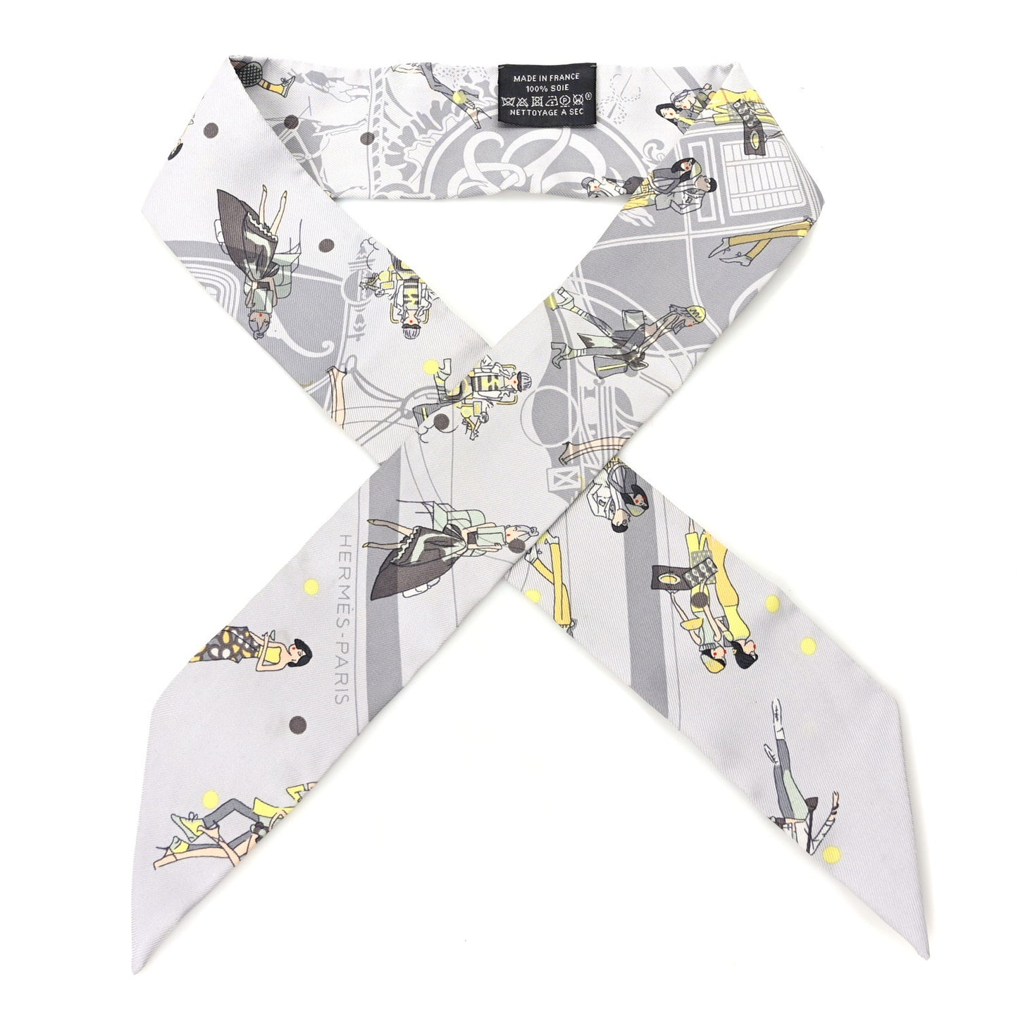 Silk Ex-Libris Les Parisiennes Twilly Gris Perle Jaune