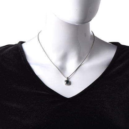 David Yurman Sterling Silver Diamond Hampton Blue Topaz 7mm Petite Albion Pendant Necklace 2 of 6