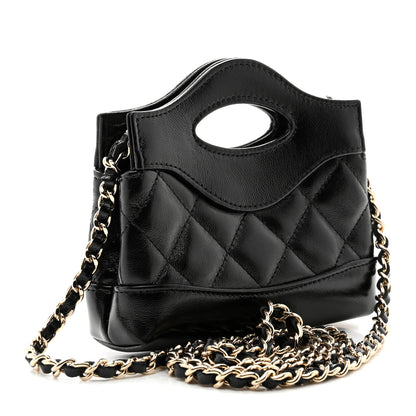 Chanel Shiny Lambskin Quilted Micro 31 Clutch With Chain Black 3 of 11