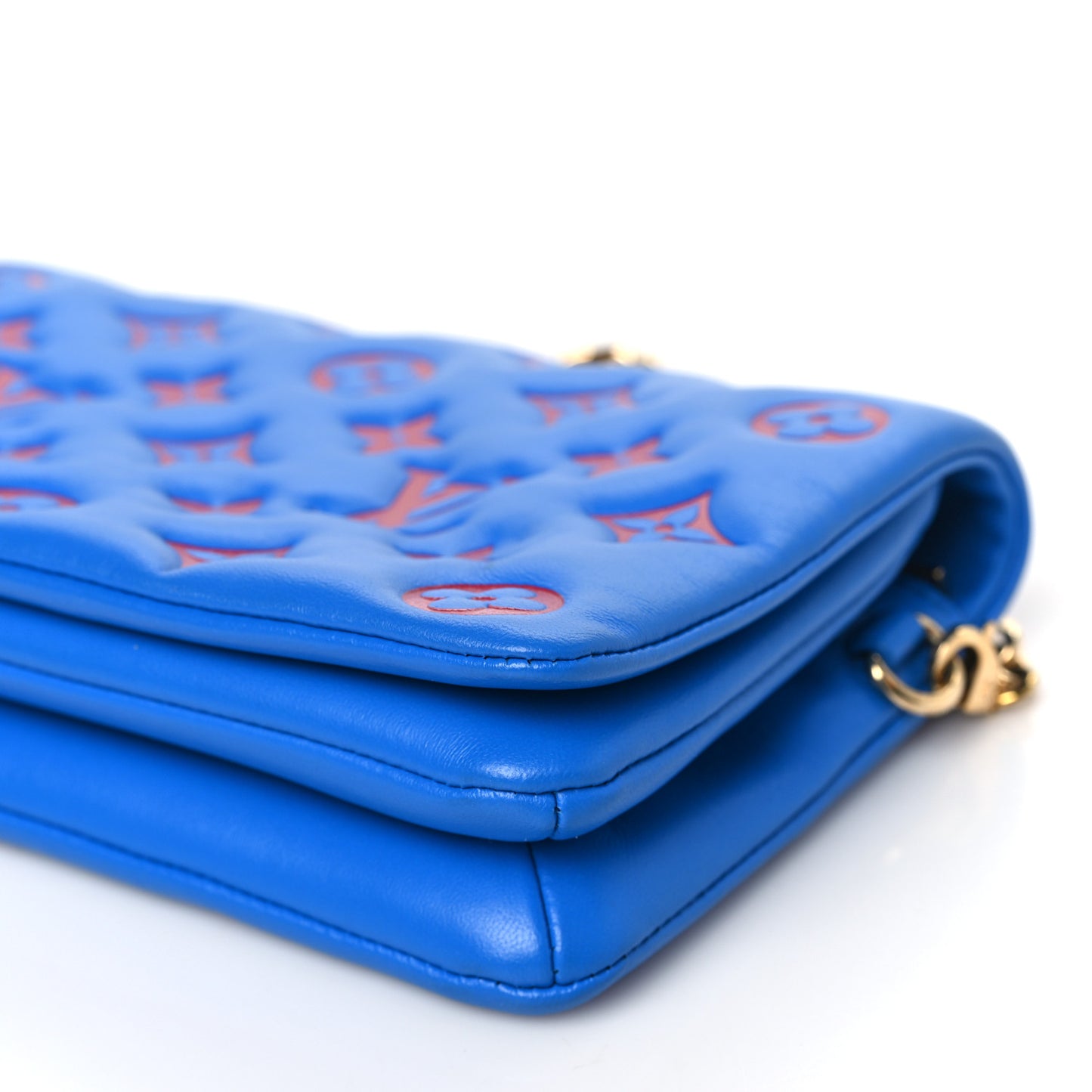 LOUIS VUITTON Lambskin Embossed Monogram Vuittamins Pochette Coussin Blue Red