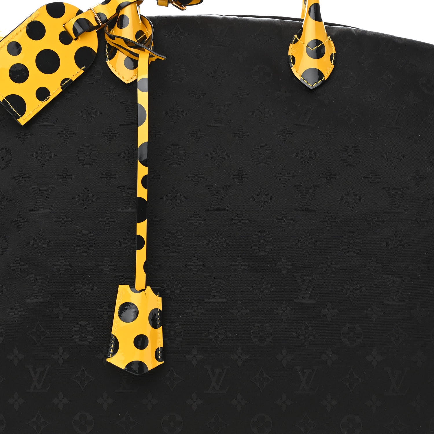 Louis Vuitton Nylon Monogram Kusama Infinity Dots Lockit GM Black Yellow 8 of 13