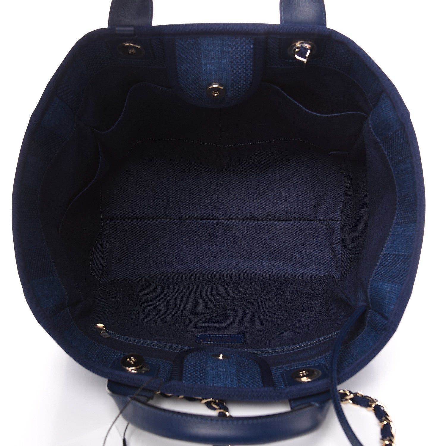 Chanel Woven Straw Raffia Striped Large Deauville Tote Navy Blue 5 of 11