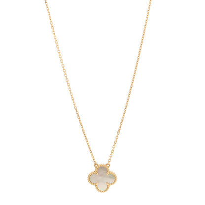 Van Cleef & Arpels 18K Yellow Gold Mother of Pearl Vintage Alhambra Pendant Necklace 1 of 6