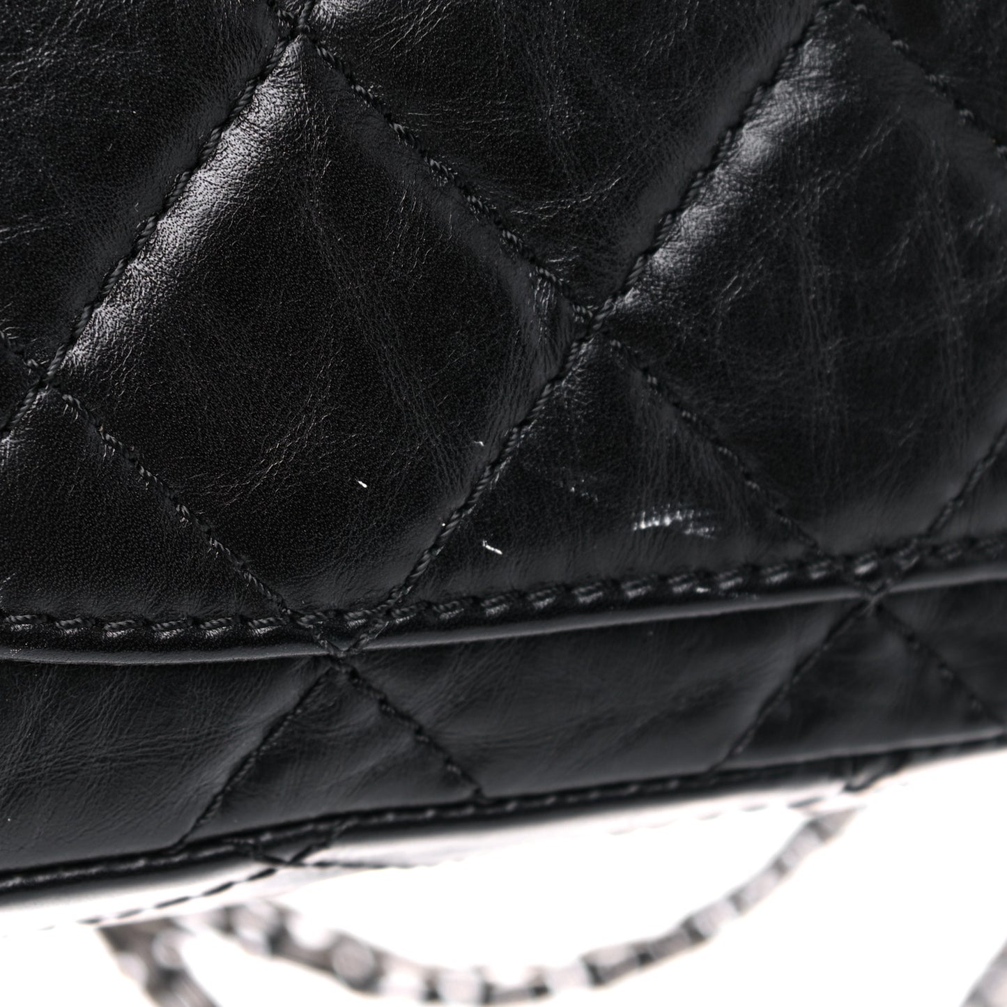 Aged Calfskin Quilted 2.55 Reissue 227 Flap Black