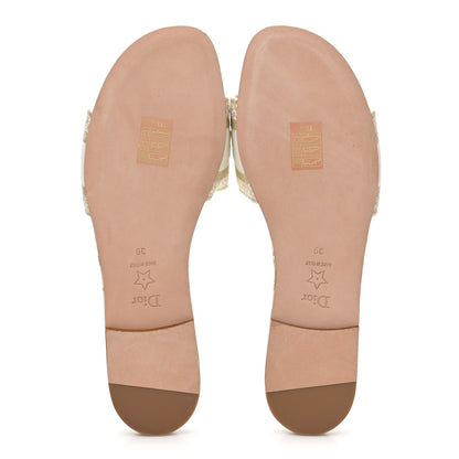 Christian Dior Canvas Lurex Jardin d'Hiver Embroidered Dway Flat Slide Sandals 39 White Palladium 5 of 8