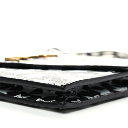 Saint Laurent Lambskin Star Print Monogram Envelope Chain Wallet Black White 9 of 11