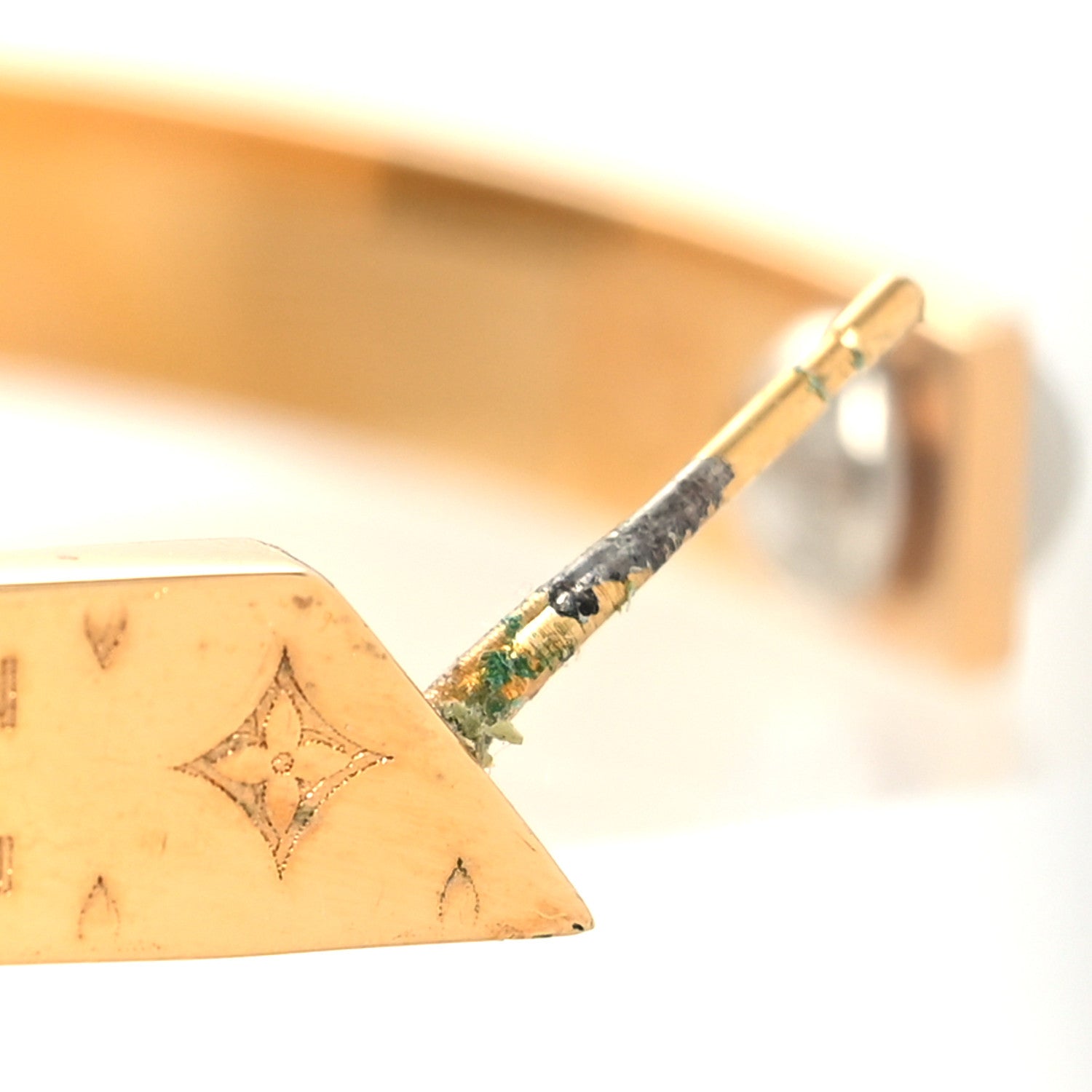 Louis Vuitton Metal Nanogram Hoop Earrings Gold 6 of 6