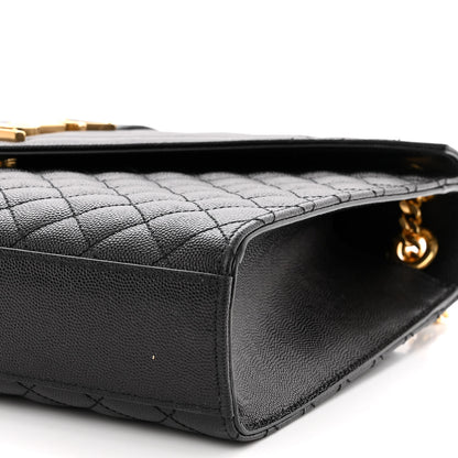 Saint Laurent Grain De Poudre Textured Mixed Matelasse Large Triquilt Monogram Satchel Black 10 of 11