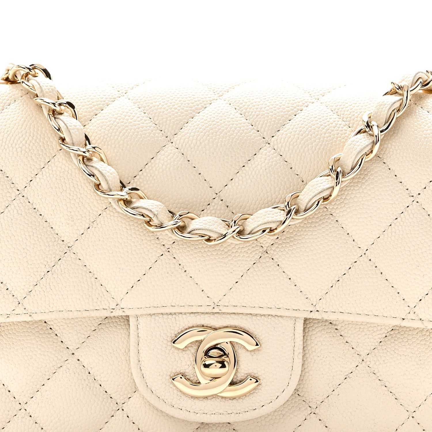 Chanel Caviar Quilted Mini Rectangular Flap White 8 of 11