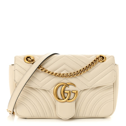 Gucci Calfskin Matelasse Medium GG Marmont Shoulder Bag White 1 of 13